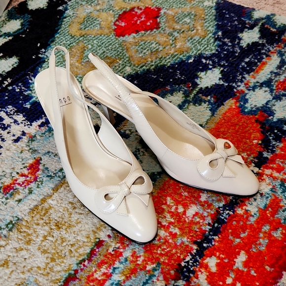Impo Shoes - Impo Cream Bow Slingback Kitten Heels 9